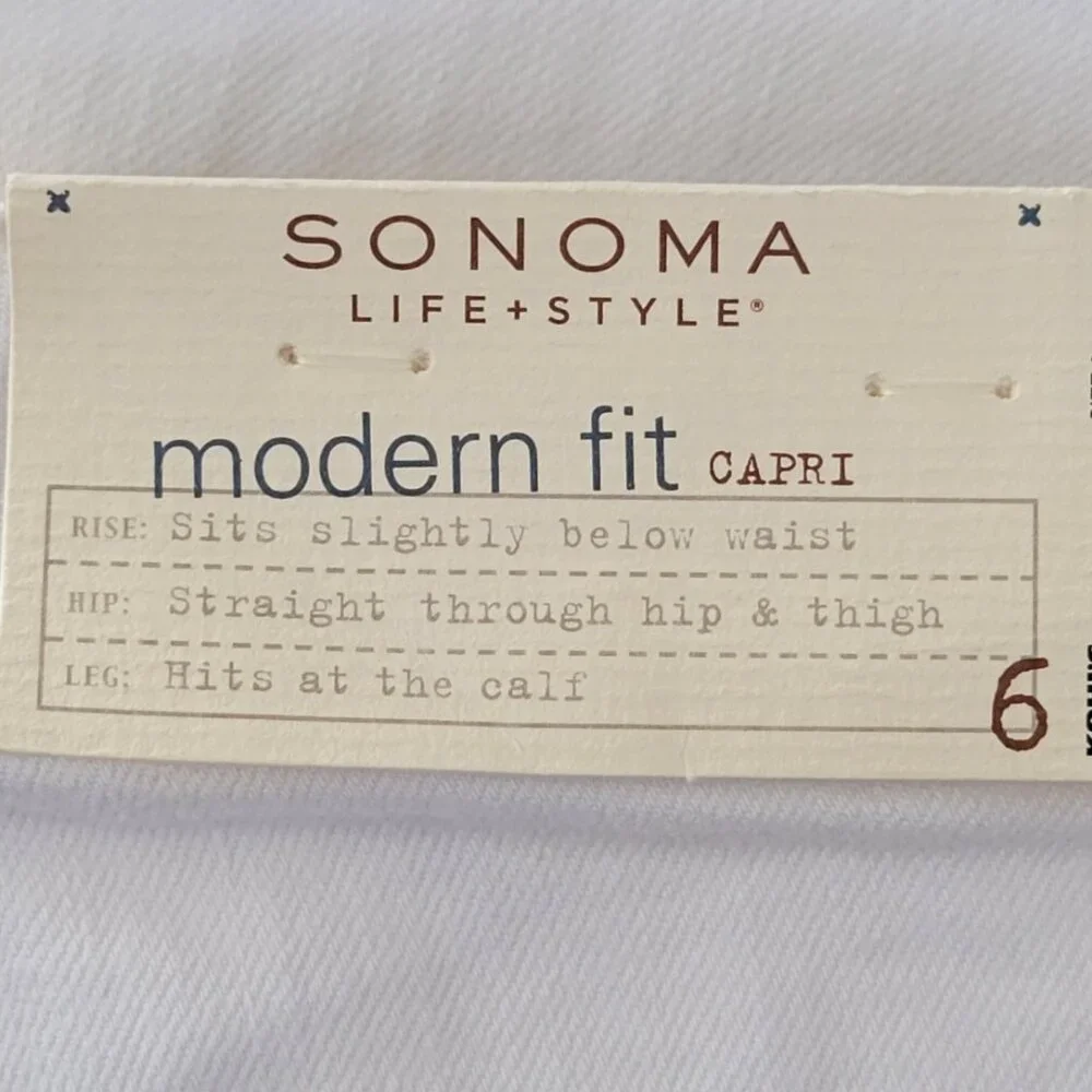Embroidered Boho Crisp White Denim Cropped Jeans Modern Fit NEW NWT